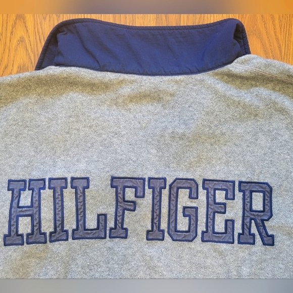 Vintage Tommy Hilfiger Athletics 1/4 Zip Pullover Fleece Spell Out Large #6149 - Picture 9 of 10